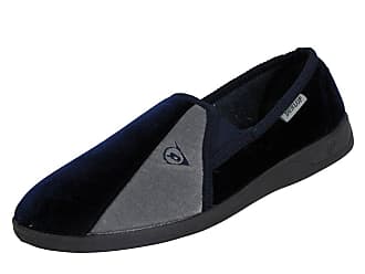 Mens Full Slippers Blue Grey Velour Slip On Dunlop Winston Sizes 7 to 13 