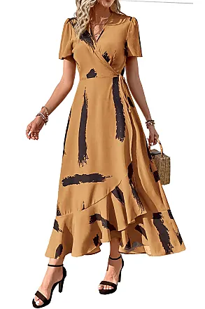 PRETTYGARDEN Women's Floral Boho Dress Casual Short Sleeve V Neck Ruffle  Tiered 2024 Summer Swing Maxi Dresses(Apricot,Small) : : Clothing,  Shoes & Accessories