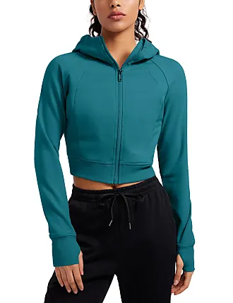 CRZ YOGA Womens Fleece Lined Half Zip Hoodies Pullover Oversized Long  Sleeve Casual Workout Sweatshirts with Thumb Holes