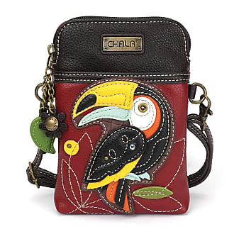 chala crossbody cell phone purse - women pu leather multicolor handbag with  adjustable strap - raccoon - burgundy 