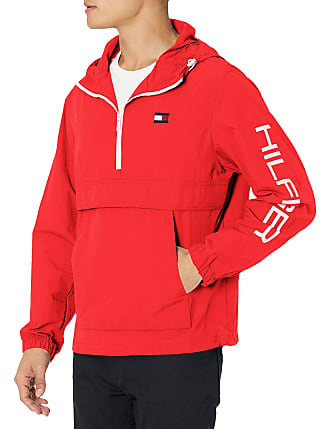 Tommy Hilfiger Men's Lightweight Taslan Hooded Popover Windbreaker Jacket,  White/Navy Color Block, X-Large : : Clothing, Shoes & Accessories