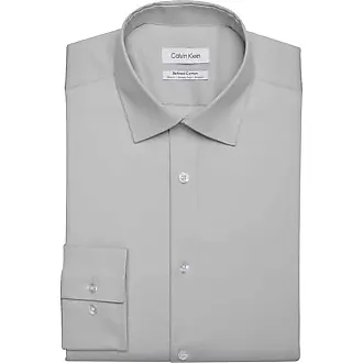 Calvin Klein Men's Dress Shirt Slim Fit Non Iron Herringbone Spread Collar