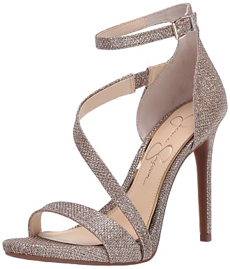 Jessica Simpson Women's Kaycie Heeled Slingback Sandals Mineral New Shimmer Sand