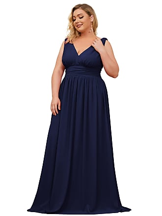 Ever-pretty Womens Empire Waist Chiffon Elegant Formal Evening Bridesmaid Dresses for Wedding Plus Size Navy US 22