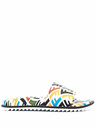 Fendi warped monogram pattern slides - White