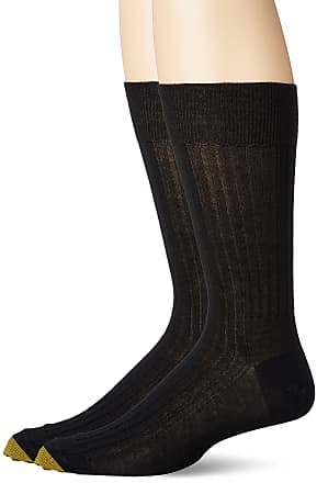 Gold Toe Mens Comfort Top Non-Elastic English Rib Crew Socks, 2-Pairs Dress, Black, Large (Pack of 2)