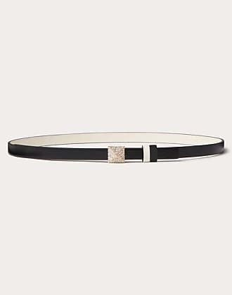 Reversible Vlogo Signature Belt In Glossy Calfskin 70mm for Woman in Black/pure  Red