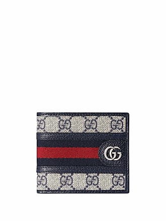 Gucci Men' s Wallet Signature Brown Leather Web Brown / White