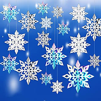  Large Snowflakes - Set of 5 White Glittered Snowflakes -  Measures 12 D -Two Assorted Designs Snowflake Decorations - Snowflake  Window Décor - Winter Decorations : Home & Kitchen