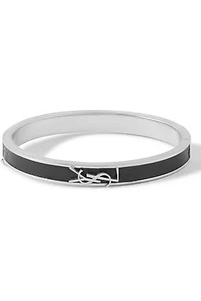 SAINT LAURENT Opyum leather and silver-tone bracelet