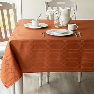 Benson Mills Textured Fabric Tablecloth 70 Round, Bison/Rust 