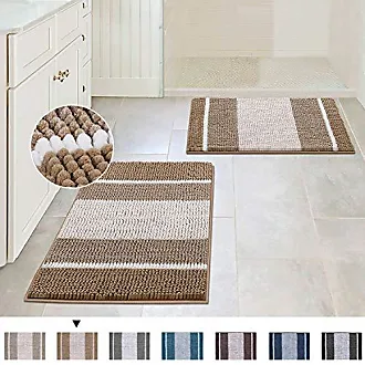NICETOWN Taupe Bathroom Runner Rug and Mat, Bath Mat for Door/Tub,  Slip-Resistant Absorbent Soft Comfortable and Fluffy Chenille Toilet Area  Rug