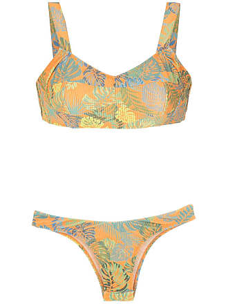 Amir Slama palm leaf print swimsuit - Orange