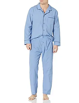 Mens Regular & Big and Tall Pajama Set with Button Down, Drawstring &  Pockets - Long Sleeve Satin Sleepwear PJs (Blue, XLarge)