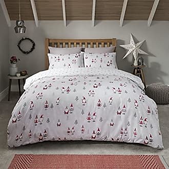 Sleepdown Parure de lit réversible avec Housse de Couette et taie d/'oreiller Motif Père Noël 135 x 200 cm Blanc Simple Polycoton