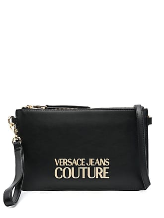 New Versace Jeans Couture Black V-Emblem Calfskin Black Belt Size
