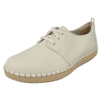 Clarks Ladies Casual Lace Up Trainers Step Glow Lace - White Textile - UK Size 5D - EU Size 38 - US Size 7.5M