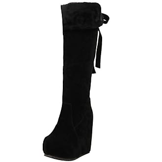 RAZAMAZA Women Casual Low Hidden Heel Mid Calf Boots with Back Lace up