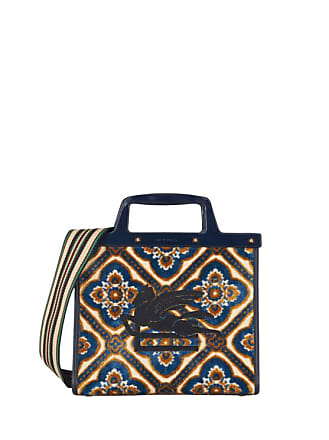 Etro Flat, Medium Jacquard Paisley Shopping Bag in Blue, Orange