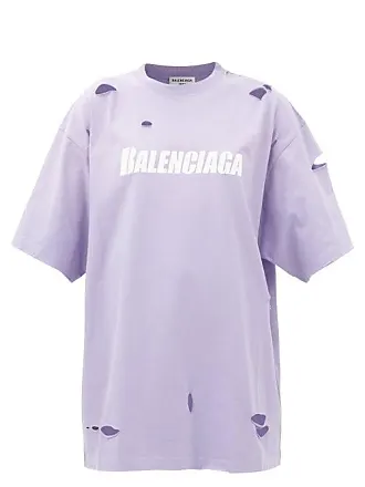 BALENCIAGA Oversized Distressed Logo-Print Cotton-Jersey T-Shirt for Men