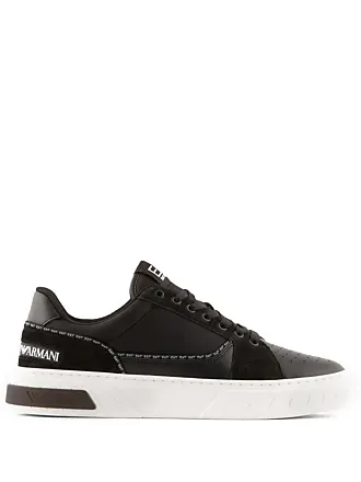 Emporio Armani - Leather Sneakers with Borgonuovo Milano Logo, 100% Bovine Leather, White, Size: 39