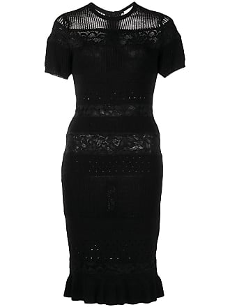 Milly lace-detail short-sleeved dress - women - Viscose/Nylon - S - Black