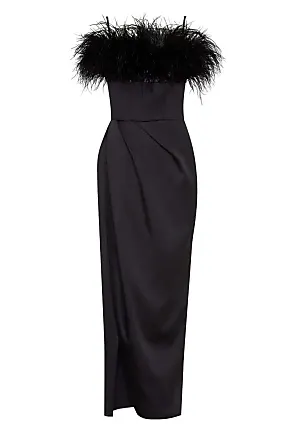 Milla Black Celina Slip Midi Feathered Dress