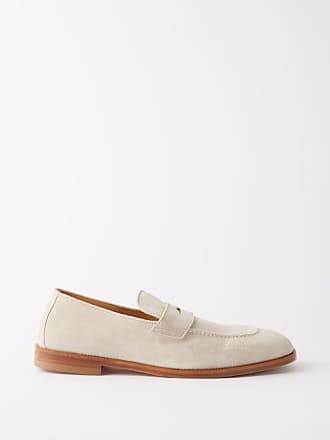 Brunello Cucinelli Suede-Trimmed Full-Grain Leather Sneakers - Men - White Suede Shoes - EU 42.5