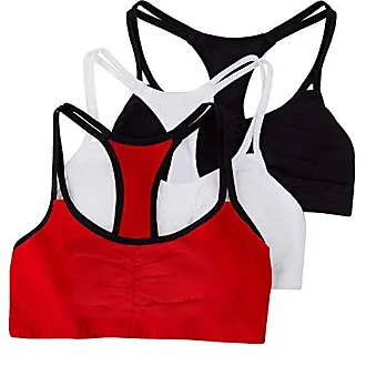 Fruit of the Loom Women's Spaghetti Strap Cotton Pullover Sports Bra Value  Pack, Black Hue/Black Hue/White/White/Red Hot/Red Hot, 42