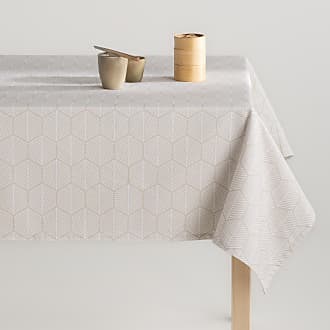 Tovaglia antimacchia in 100% cotone beige geometrico 140x300 cm