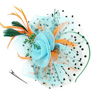 DRESHOW Fascinators Hat Flower Mesh Ribbons Feathers on a Headband and a  Clip Tea Party Headwear for Girls and Women
