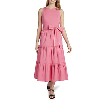 Tahari by ASL Womens Sleeveless Cotton Poplin Tiered Ruffle Maxi Dress, Azalea Pink, 12