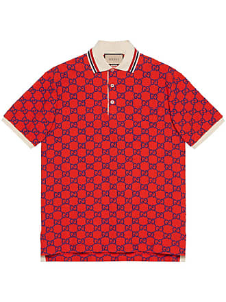 Geometric houndstooth print bowling shirt in blue and red