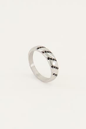 Silberring 925 Damen Echt Silber anlaugeschützt mit Zirkonia Ring schwarz/weiß 