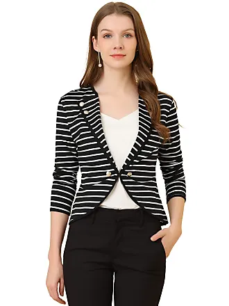 Allegra K Women's Vintage Ruffle Hem Belted Notched Lapel Office Work  Blazers : Target