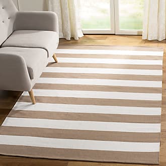 Safavieh Montauk Collection 8 x 10 Sand/Ivory MTK712M Handmade Flatweave Boho Farmhouse Cotton Stripe Living Room Dining Bedroom Area Rug