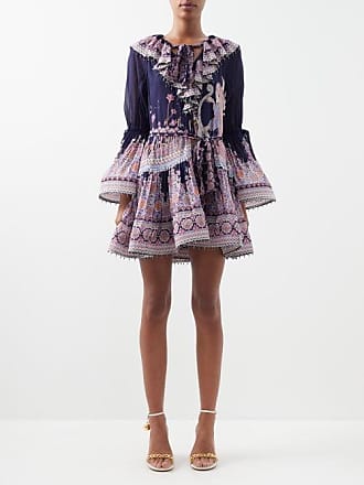 Zimmermann Celestial Printed-crepe Mini Swing Dress - Womens - Navy Multi