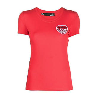 Love MoschinoLove Moschino T Shirt à Manches Courtes Boxy Fit en Jersey de Coton Marque  40 Femme Rouge/Blanc 