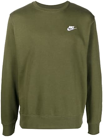 nike repeat pack logo taping crew neck sweat in khaki