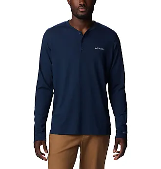 Columbia Men's Fork Stream Long Sleeve Shirt, White/Collegiate Navy Logo,  XX-Large