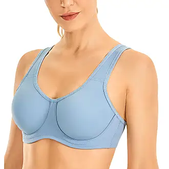 SYROKAN High Impact Sports Bras for Women Underwire High Support Racerback  No Bounce Workout Fitness Gym Midnight Blue 34DD