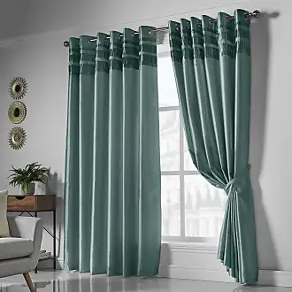 Emerald- Elegant Teal Green Velvet Hand-Embroidery FULLY-LINED Crewel  Curtain