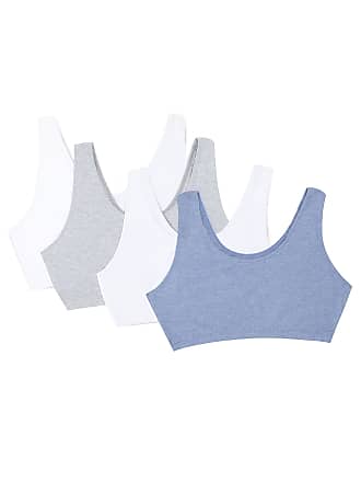 Fruit Of The Loom Womens Built Up Tank Style Sports Bra, Heather Grey/White/White/Blue Heather 4-Pack, 42