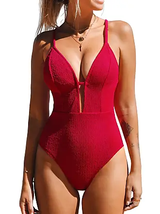  CUPSHE Womens One Piece Swimsuit Ruffle V Neck Lace Up Bathing  Suit