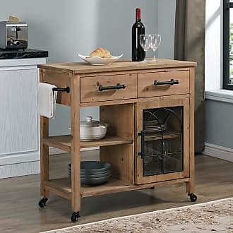 Slate Grey 30 Inch WE Furniture AZF30LOLASG Industrial Metal Wood Buffet and Bar Cart Kitchen Storage Cabinet