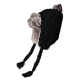 Screamer Beanie Hat Knit Faux Fur Pom Beige Unisex One Size 