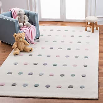 Safavieh Kids Collection 5 x 5 Square Ivory SFK805A Handmade Polka Dot Wool Area Rug