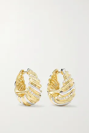 YVONNE LÉON Mini Boule Disco 9-karat yellow and white gold diamond earrings