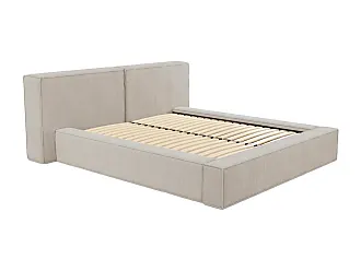 Letto matrimoniale con contenitore velluto beige 180 x 200 cm