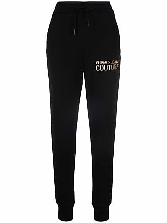 Versace Jeans Couture logo-print cotton track pants - women - CottonCotton - M - Black